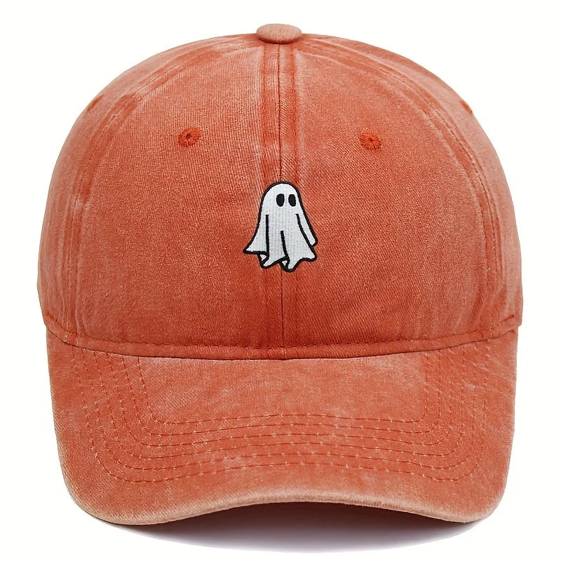 Unisex Baseball Cap mit Halloween Geist-Stickerei – Verstellbare Baumwollkappe | Schlichte & Niedliche Mütze für Damen & Herren