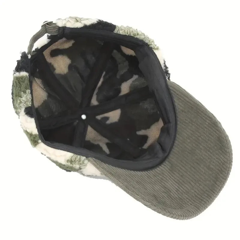 Unisex Cord-Mütze mit Camouflage-Feder-Muster – Trendy Baseball Cap für Outdoor & Freizeit | Stilvolles Geschenk für Sie & Ihn