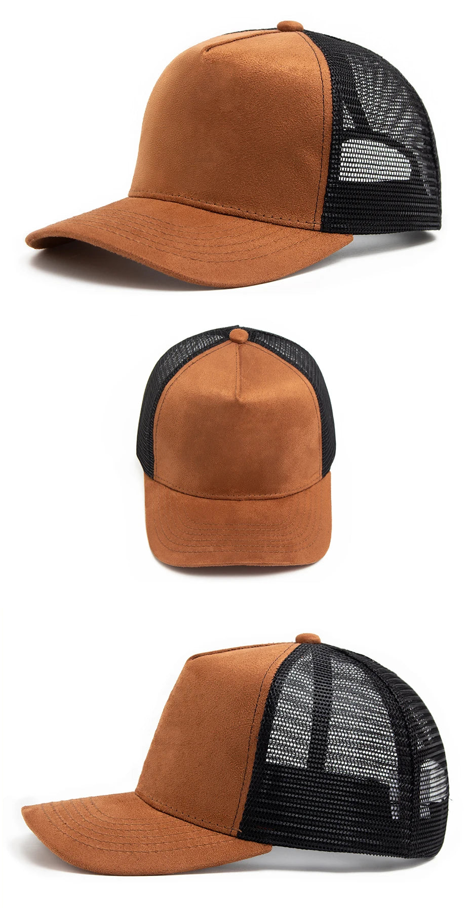 Unisex Suede Mesh Trucker Cap – Verstellbare Snapback Baseball Mütze | Modische Sonnenkappe im Hip Hop Stil für Damen & Herren