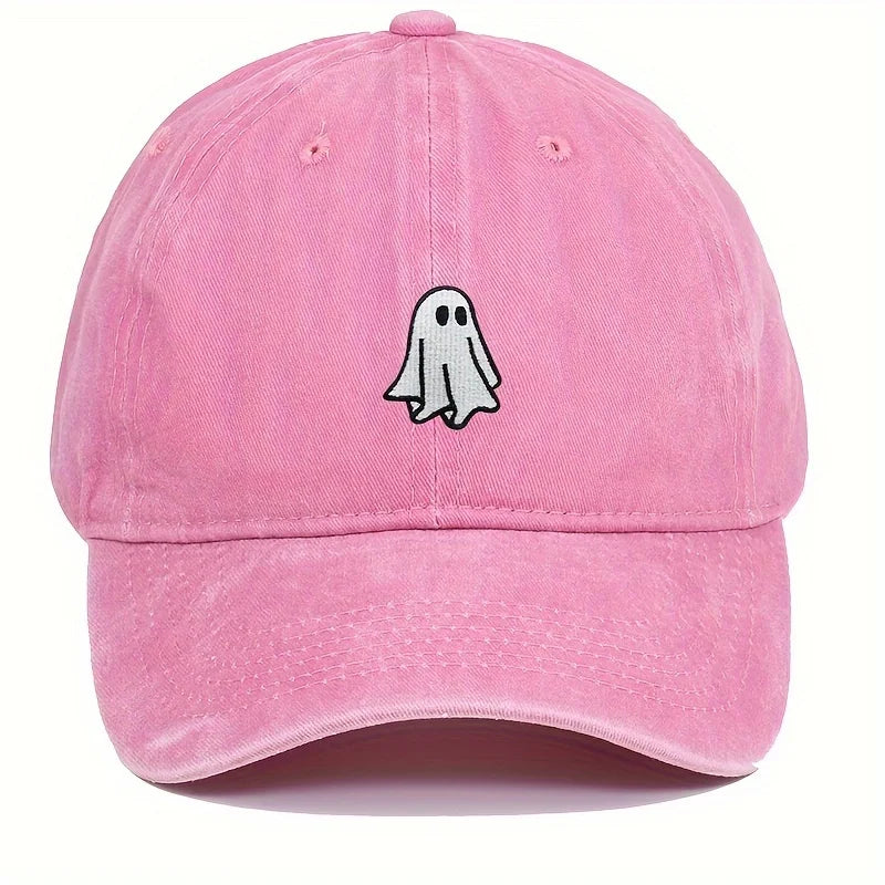 Unisex Baseball Cap mit Halloween Geist-Stickerei – Verstellbare Baumwollkappe | Schlichte & Niedliche Mütze für Damen & Herren