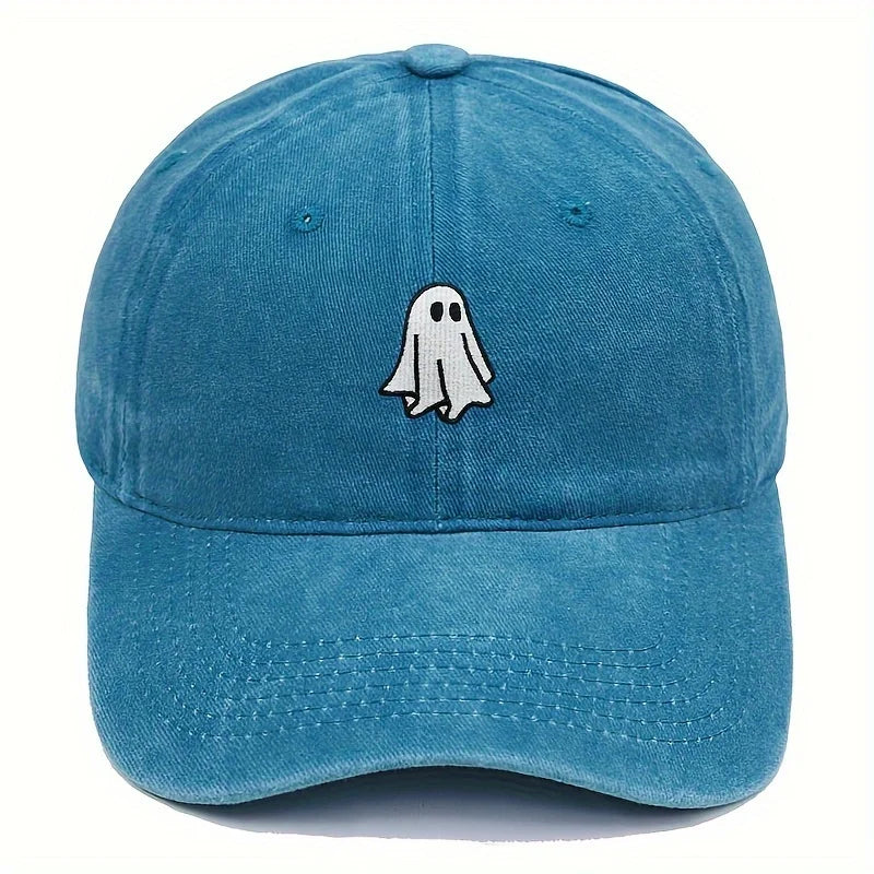 Unisex Baseball Cap mit Halloween Geist-Stickerei – Verstellbare Baumwollkappe | Schlichte & Niedliche Mütze für Damen & Herren