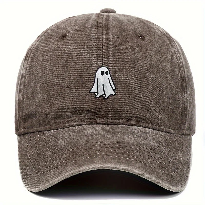 Unisex Baseball Cap mit Halloween Geist-Stickerei – Verstellbare Baumwollkappe | Schlichte & Niedliche Mütze für Damen & Herren