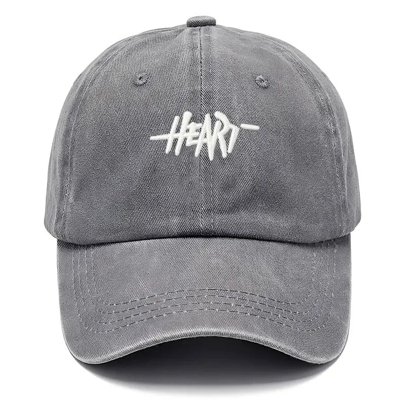 Unisex Baseball Cap mit Heart-Stickerei – Gewaschene Vintage Baumwollkappe | Verstellbare Trucker Mütze für Freizeit & Outdoor