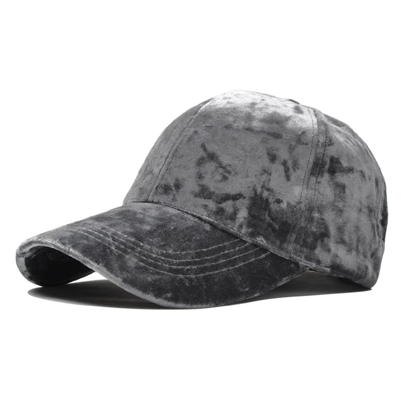Unisex Baseball Cap aus Gold-Samt – Verstellbare Einfarbige Snapback Mütze | Koreanischer Stil Dad Cap für Frühling & Herbst