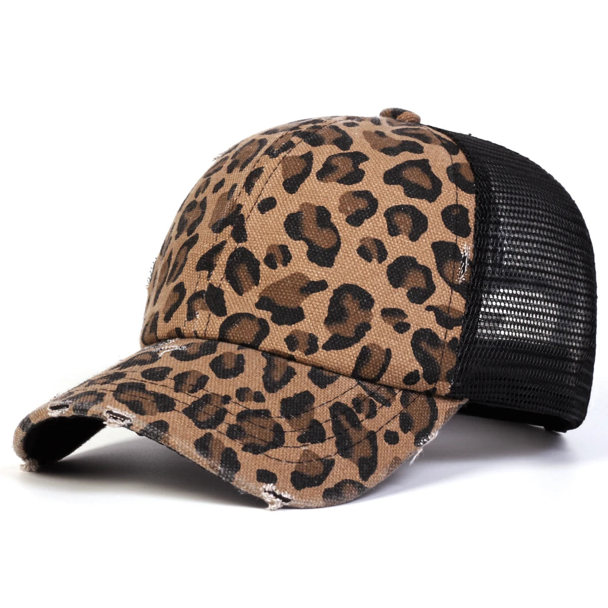 Unisex Baseball Cap mit Leopardenmuster & Stickerei – Verstellbare Mesh Kappe | Sportliche Sonnenmütze für Frühling & Herbst