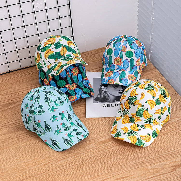 Unisex Baseball Cap mit Früchte-Print – Verstellbare Sommermütze | Atmungsaktive Sonnenkappe für Damen & Herren