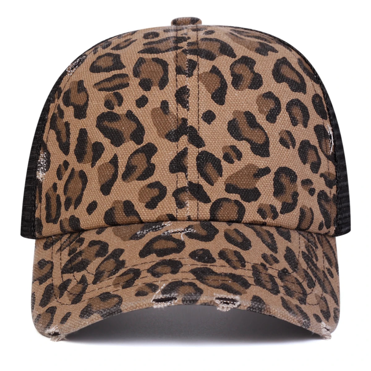Unisex Baseball Cap mit Leopardenmuster & Stickerei – Verstellbare Mesh Kappe | Sportliche Sonnenmütze für Frühling & Herbst