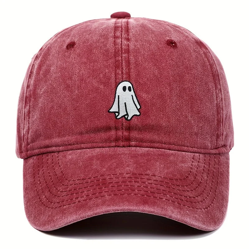 Unisex Baseball Cap mit Halloween Geist-Stickerei – Verstellbare Baumwollkappe | Schlichte & Niedliche Mütze für Damen & Herren