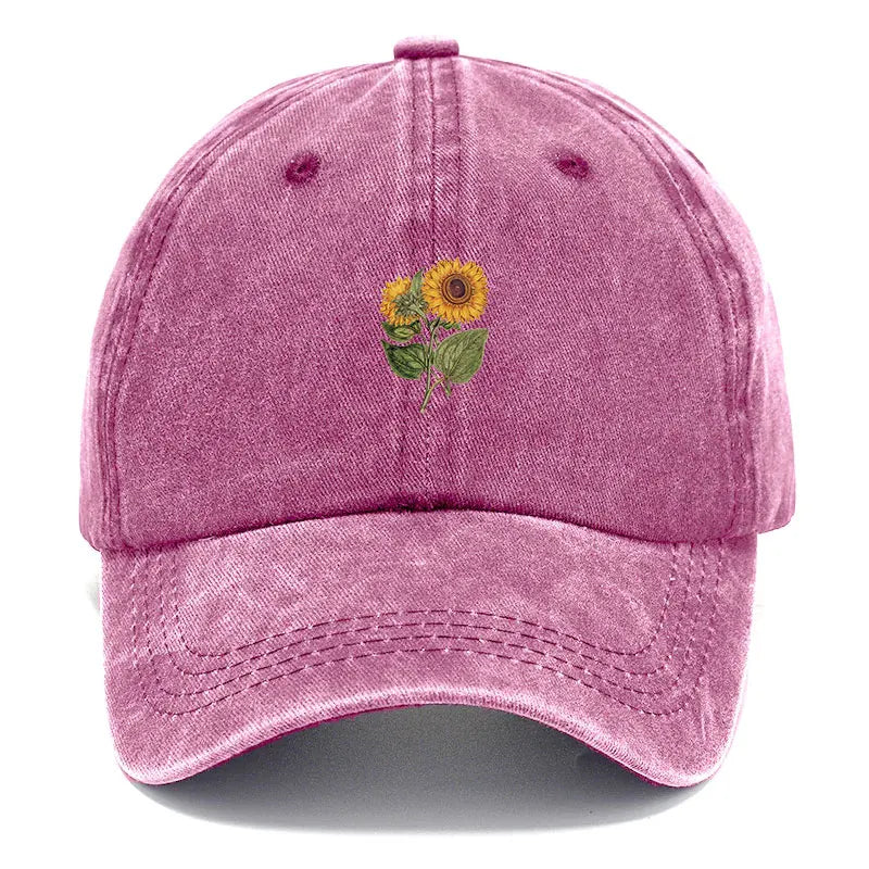 Unisex Baseball Cap mit Sonnenblumen-Stickerei – Verstellbare Vintage Baumwoll Snapback Mütze | Modische Streetwear Kappe für Damen & Herren