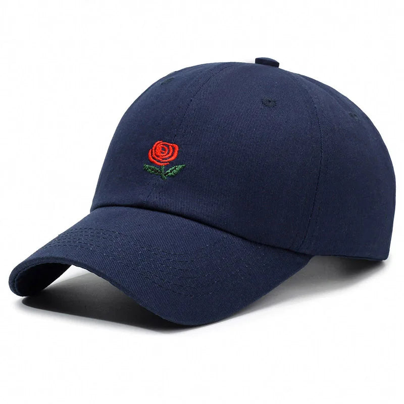 Unisex Baseball Cap mit Rose & Buchstaben-Stickerei – Verstellbare Hip Hop Kappe | Modische Frühling Streetwear Mütze für Damen & Herren