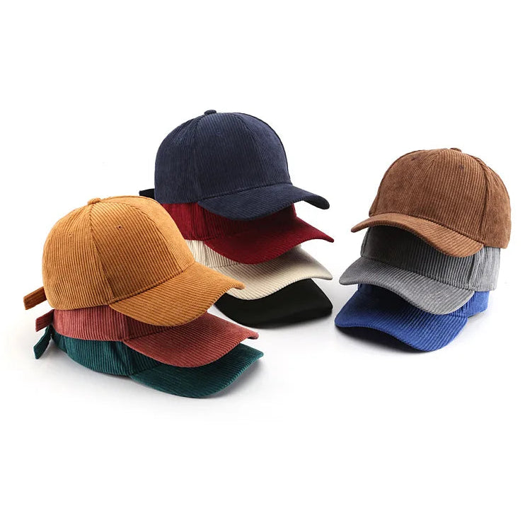 Unisex Cord Baseball Cap – Verstellbare Baumwollkappe im Retro-Stil | Warme Herbst Snapback Mütze für Damen & Herren, Freizeit & Streetwear