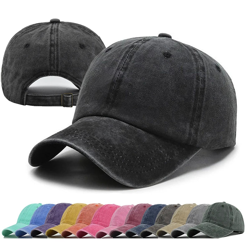 Unisex Baseball Cap aus Gewaschener Baumwolle – Verstellbare Einfarbige Snapback Mütze | Retro Y2K Hip Hop Sonnenkappe für Damen & Herren