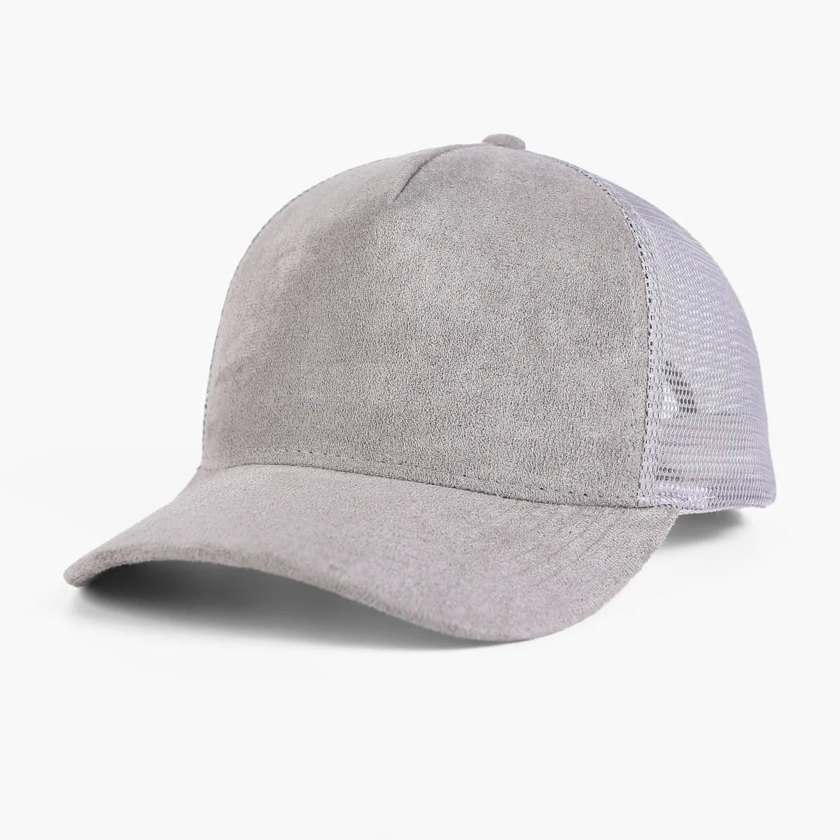 Unisex 5-Panel Trucker Cap mit Wildlederfront & Mesh-Rückseite – Verstellbare Einfarbige Baseballmütze | Atmungsaktive Sommermütze für Damen & Herren