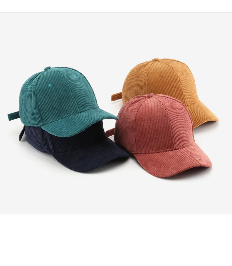 Unisex Cord Baseball Cap – Verstellbare Baumwollkappe im Retro-Stil | Warme Herbst Snapback Mütze für Damen & Herren, Freizeit & Streetwear