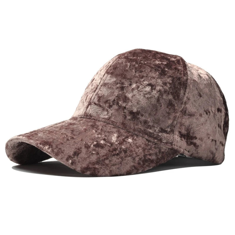 Unisex Baseball Cap aus Gold-Samt – Verstellbare Einfarbige Snapback Mütze | Koreanischer Stil Dad Cap für Frühling & Herbst