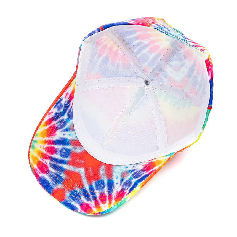 Unisex Baseball Cap mit Tie-Dye-Muster – Bunte Regenbogen Sommermütze | Verstellbare Streetwear Dad Cap für Damen & Herren