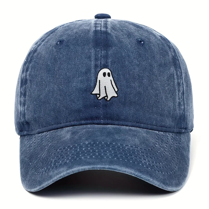 Unisex Baseball Cap mit Halloween Geist-Stickerei – Verstellbare Baumwollkappe | Schlichte & Niedliche Mütze für Damen & Herren