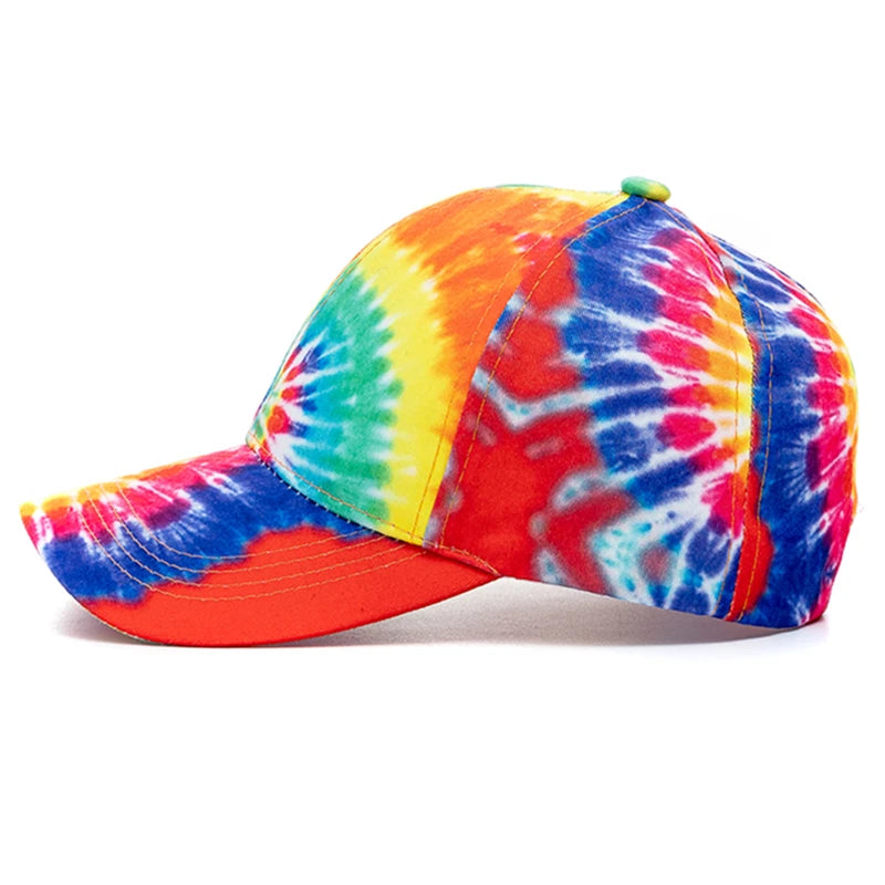 Unisex Baseball Cap mit Tie-Dye-Muster – Bunte Regenbogen Sommermütze | Verstellbare Streetwear Dad Cap für Damen & Herren