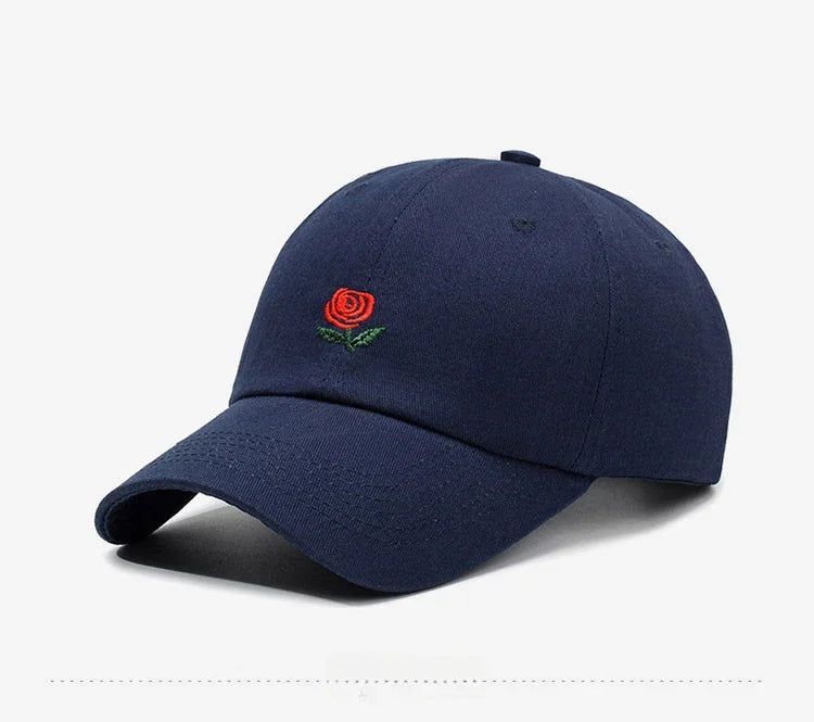 Unisex Baseball Cap mit Rose & Buchstaben-Stickerei – Verstellbare Hip Hop Kappe | Modische Frühling Streetwear Mütze für Damen & Herren