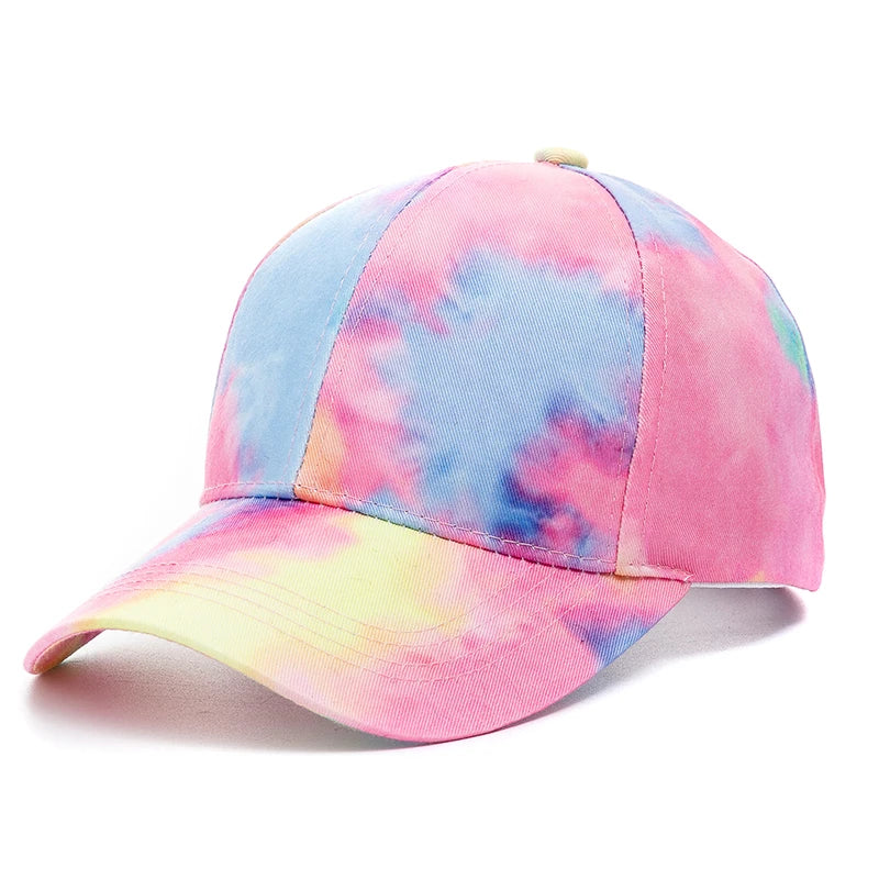 Unisex Baseball Cap mit Tie-Dye-Muster – Bunte Regenbogen Sommermütze | Verstellbare Streetwear Dad Cap für Damen & Herren