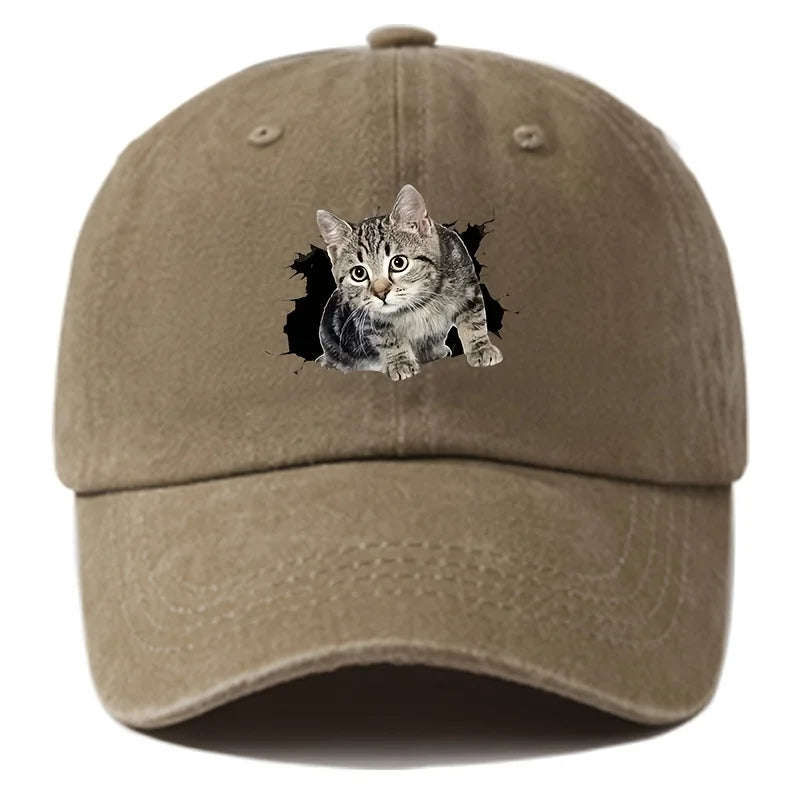 Unisex Baseball Cap mit Lustigem Katzen-Print – Verstellbare Duckbill Mütze | Freizeit & Outdoor Kappe für Damen & Herren