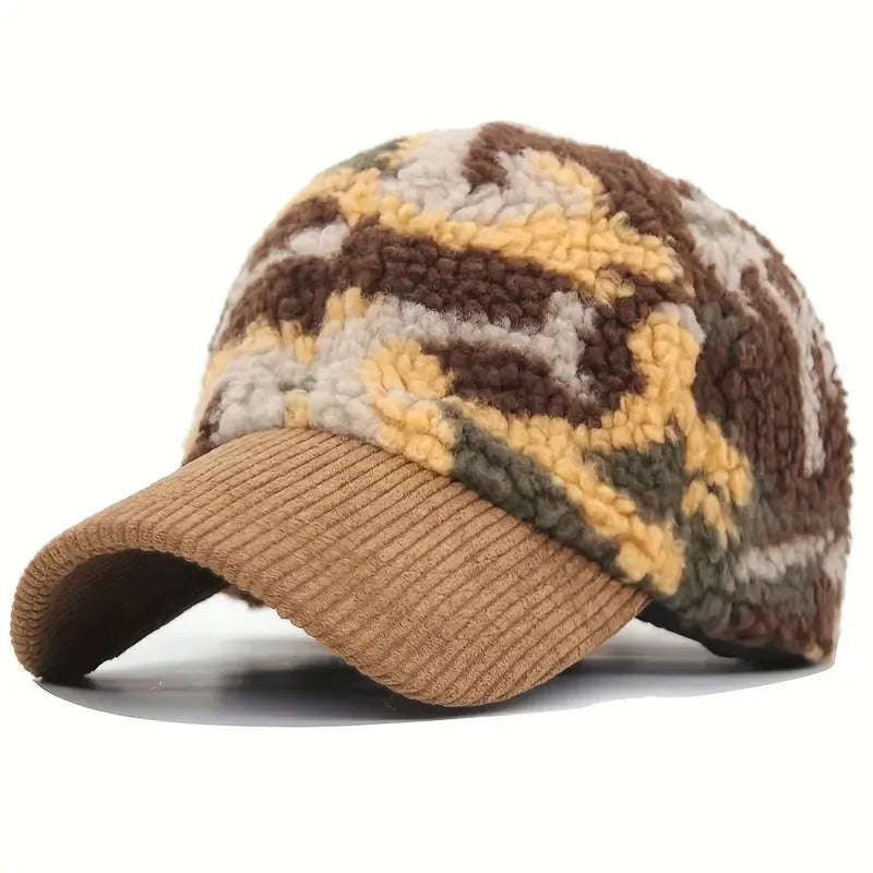 Unisex Cord-Mütze mit Camouflage-Feder-Muster – Trendy Baseball Cap für Outdoor & Freizeit | Stilvolles Geschenk für Sie & Ihn