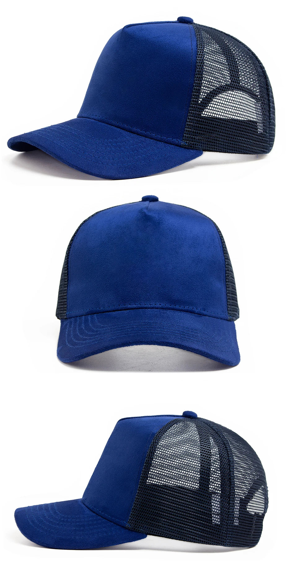 Unisex Suede Mesh Trucker Cap – Verstellbare Snapback Baseball Mütze | Modische Sonnenkappe im Hip Hop Stil für Damen & Herren