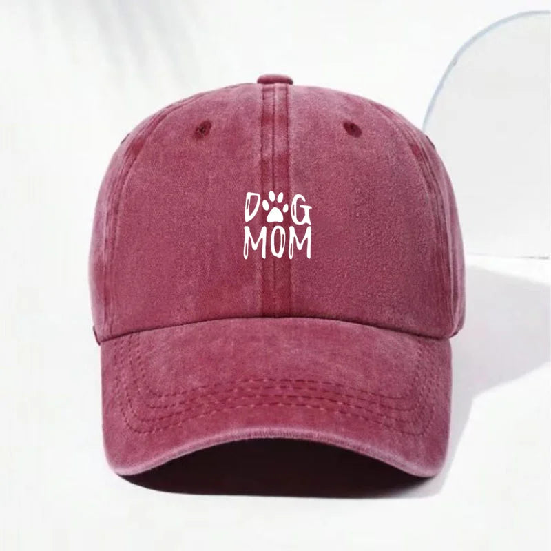 Unisex Baseball Cap „Dog Mom“ – Gewaschene Vintage Baumwollkappe | Verstellbare Trucker Mütze für Damen & Herren, Tierliebhaber & Freizeit