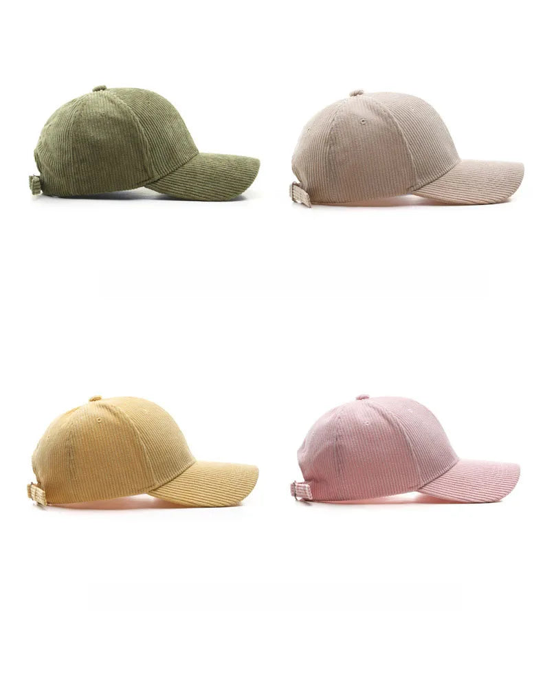 Unisex Cord Baseball Cap – Verstellbare Baumwollkappe im Retro-Stil | Warme Herbst Snapback Mütze für Damen & Herren, Freizeit & Streetwear