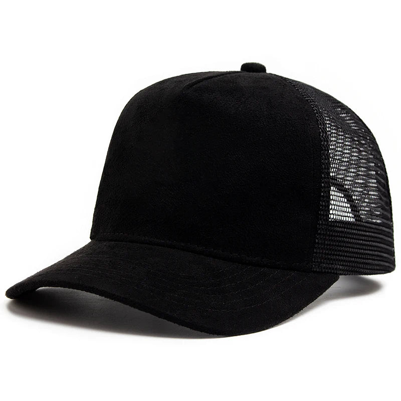 Unisex Suede Mesh Trucker Cap – Verstellbare Snapback Baseball Mütze | Modische Sonnenkappe im Hip Hop Stil für Damen & Herren