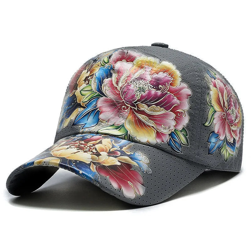 Unisex Schnell Trocknende Baseball Cap mit Blumenmuster – Leichte Chinesische Stil Sonnenkappe | Sommer Outdoor Hut für Damen & Herren