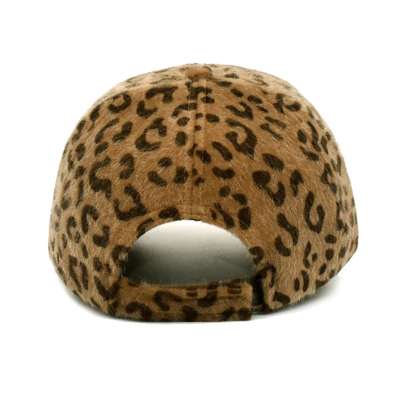 Unisex Baseball Cap mit Leopardenmuster – Warme Plüschmütze für Herbst & Winter | Verstellbare Modische Kappe für Damen & Herren