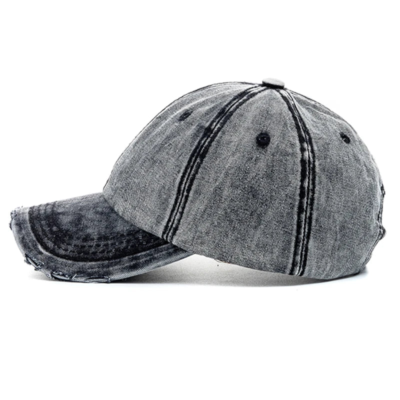 Unisex Baseball Cap aus Gewaschener Baumwolle – Einfarbige Denim Kappe | Hochwertige Verstellbare Streetwear Mütze für Damen & Herren