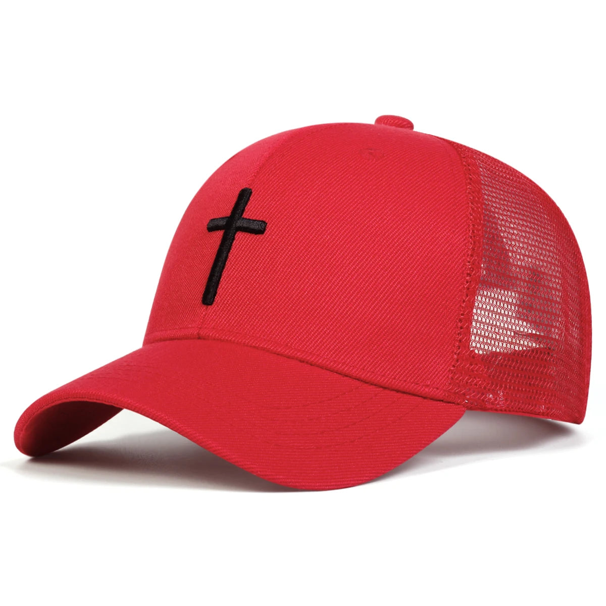 Unisex Mesh Baseball Cap mit Kreuz-Stickerei – Verstellbare Hip Hop Kappe | Atmungsaktive Sonnenmütze für Frühling & Sommer