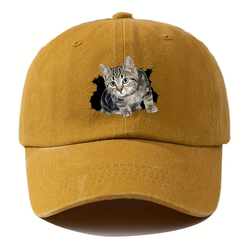 Unisex Baseball Cap mit Lustigem Katzen-Print – Verstellbare Duckbill Mütze | Freizeit & Outdoor Kappe für Damen & Herren