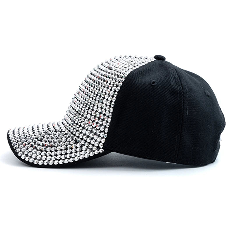 Unisex Baseball Cap mit Diamant-Applikation – Schlichte Verstellbare Mütze | Modische Streetwear & Freizeitkappe für Damen & Herren
