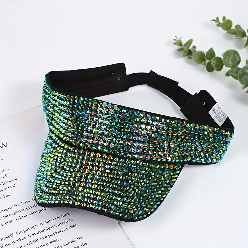 Unisex Baseball Cap mit Glitzer-Strass – Verstellbare Acryl Sonnenmütze | Funkelnde Freizeit- & Party-Kappe für Damen & Herren