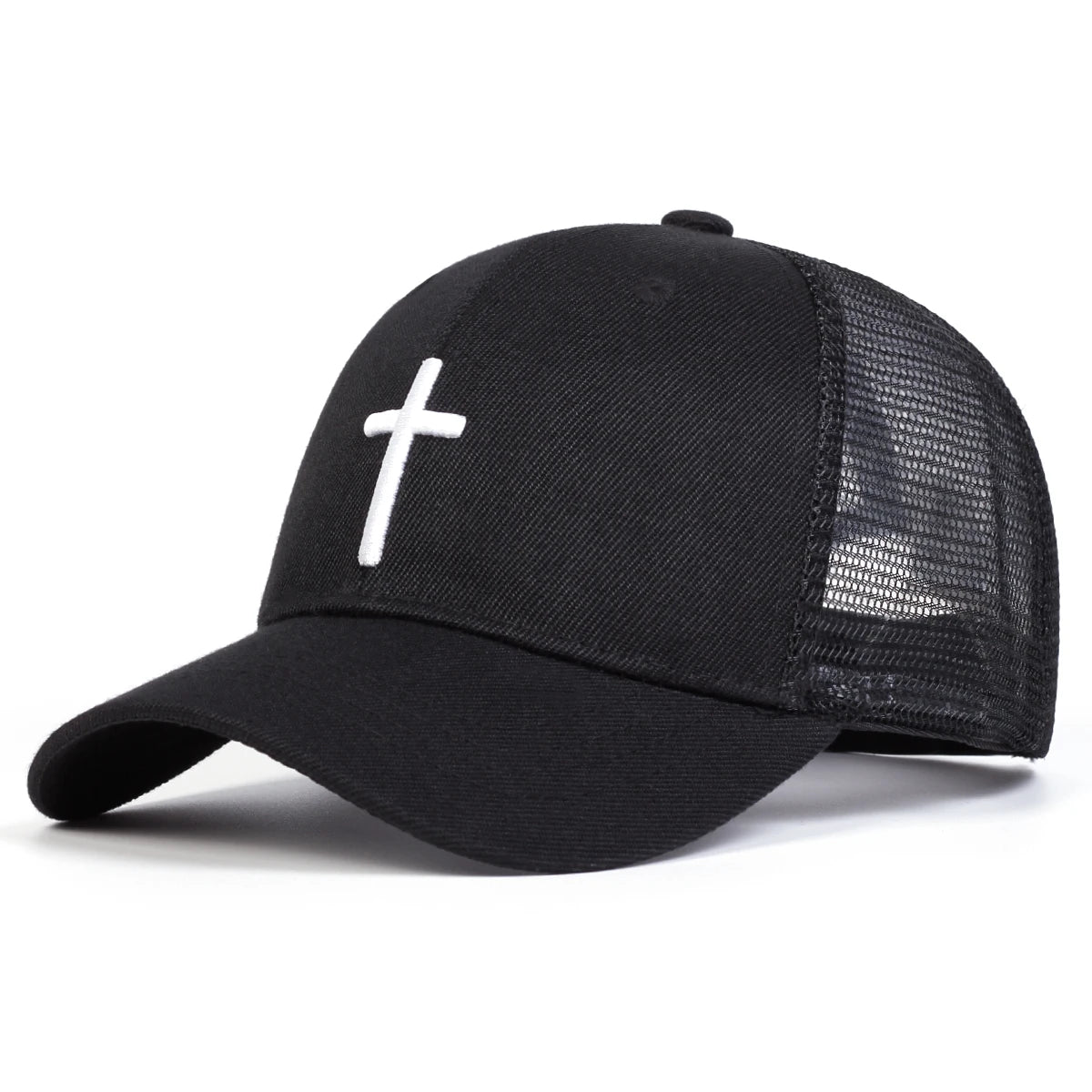 Unisex Mesh Baseball Cap mit Kreuz-Stickerei – Verstellbare Hip Hop Kappe | Atmungsaktive Sonnenmütze für Frühling & Sommer