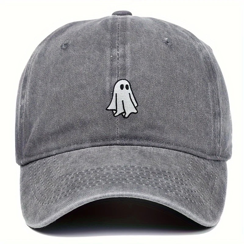 Unisex Baseball Cap mit Halloween Geist-Stickerei – Verstellbare Baumwollkappe | Schlichte & Niedliche Mütze für Damen & Herren