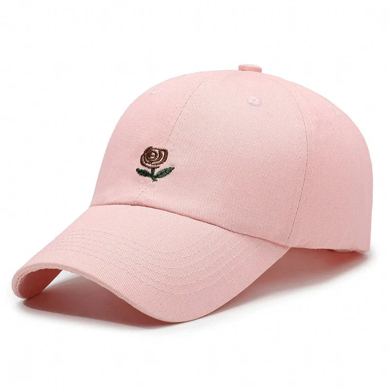 Unisex Baseball Cap mit Rose & Buchstaben-Stickerei – Verstellbare Hip Hop Kappe | Modische Frühling Streetwear Mütze für Damen & Herren