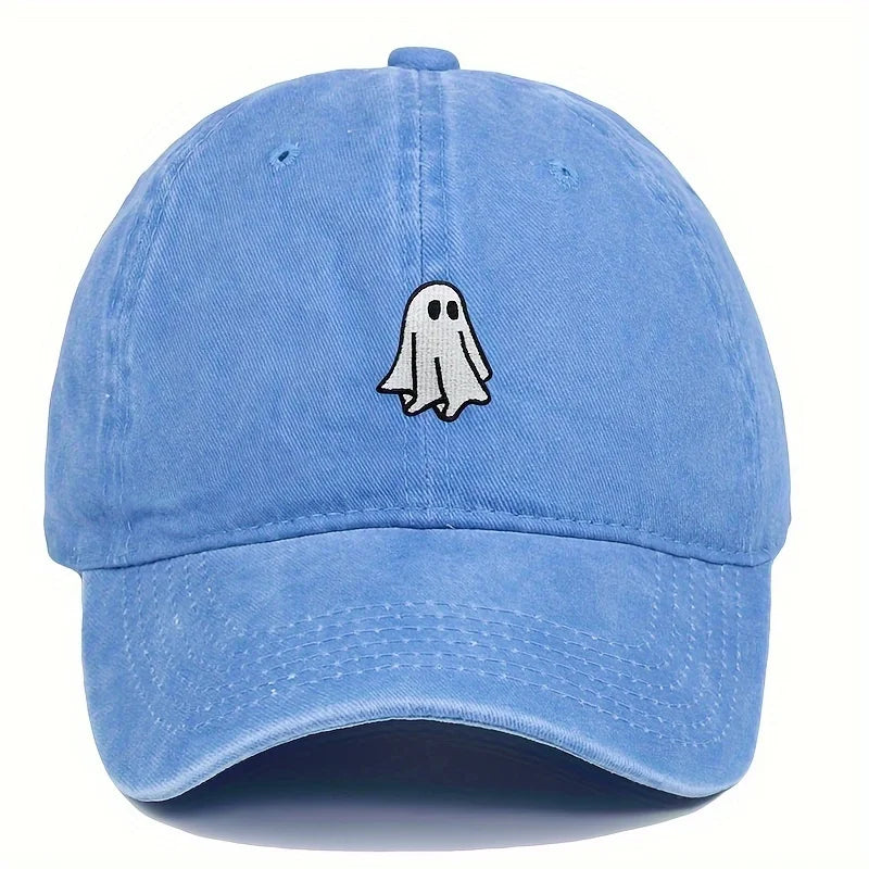 Unisex Baseball Cap mit Halloween Geist-Stickerei – Verstellbare Baumwollkappe | Schlichte & Niedliche Mütze für Damen & Herren