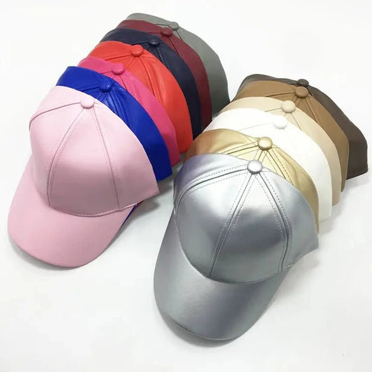 Unisex Baseball Cap aus Kunstleder – Verstellbare Hip Hop Snapback Mütze | Modische Trucker Kappe für Damen & Herren
