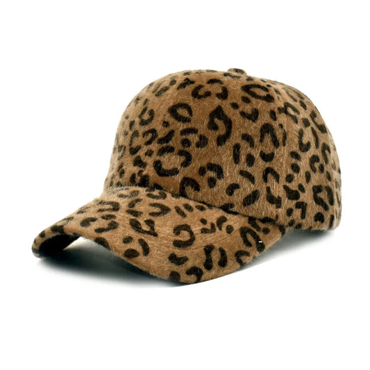 Unisex Baseball Cap mit Leopardenmuster – Warme Plüschmütze für Herbst & Winter | Verstellbare Modische Kappe für Damen & Herren