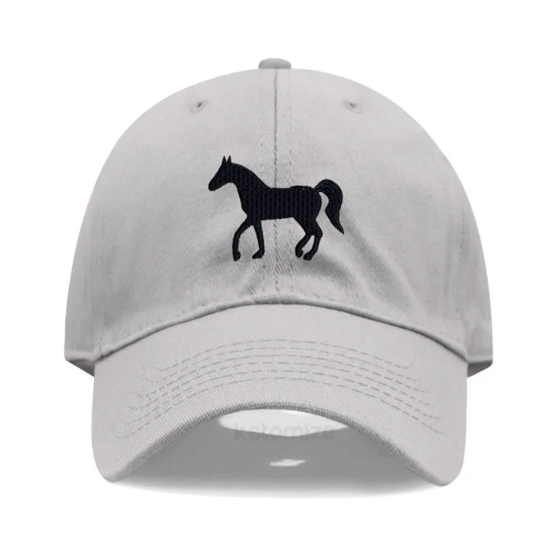 Unisex Baseball Cap mit Pferde-Stickerei – Gewaschene Baumwollkappe im Vintage-Stil | Verstellbare Freizeit- & Golfmütze für Damen & Herren