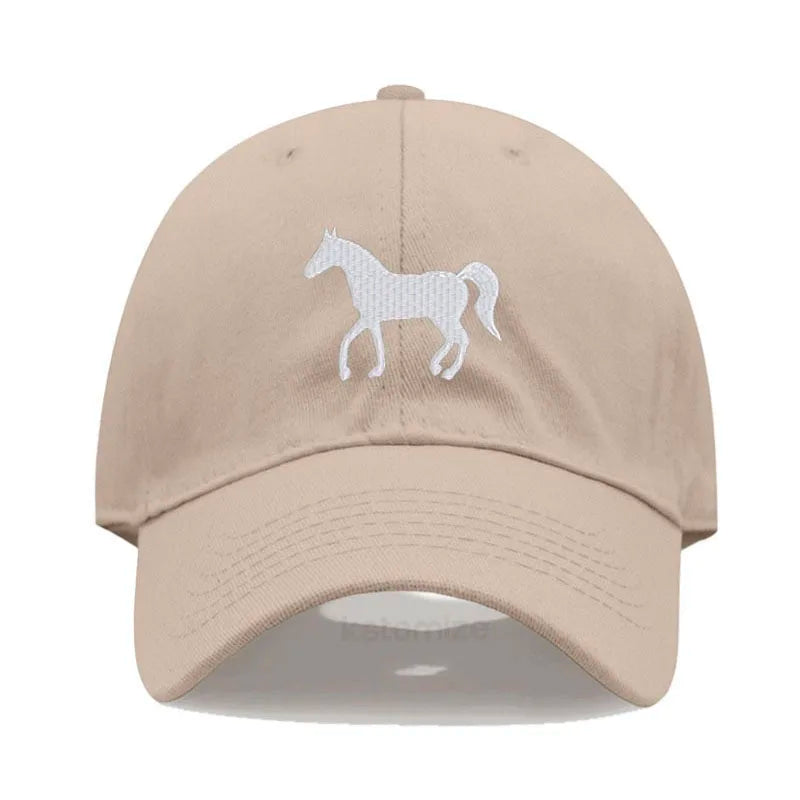 Unisex Baseball Cap mit Pferde-Stickerei – Gewaschene Baumwollkappe im Vintage-Stil | Verstellbare Freizeit- & Golfmütze für Damen & Herren