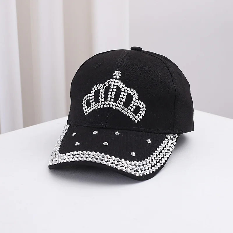 Unisex Baseball Cap mit Strass-Krone – Verstellbare Sommermütze | Modische Sonnenkappe für Damen & Herren
