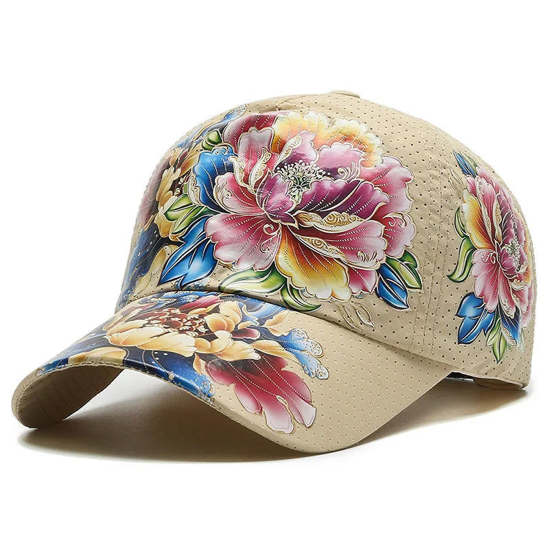 Unisex Schnell Trocknende Baseball Cap mit Blumenmuster – Leichte Chinesische Stil Sonnenkappe | Sommer Outdoor Hut für Damen & Herren
