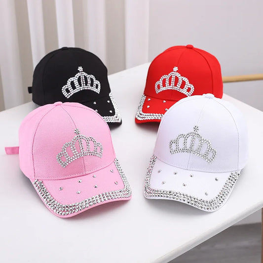 Unisex Baseball Cap mit Strass-Krone – Verstellbare Sommermütze | Modische Sonnenkappe für Damen & Herren