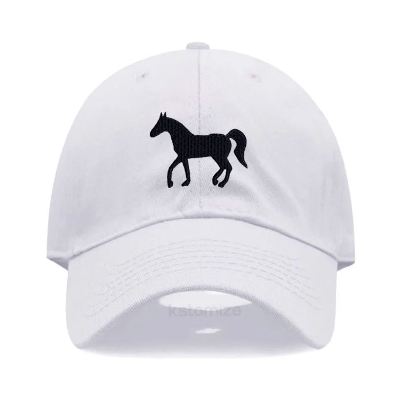 Unisex Baseball Cap mit Pferde-Stickerei – Gewaschene Baumwollkappe im Vintage-Stil | Verstellbare Freizeit- & Golfmütze für Damen & Herren