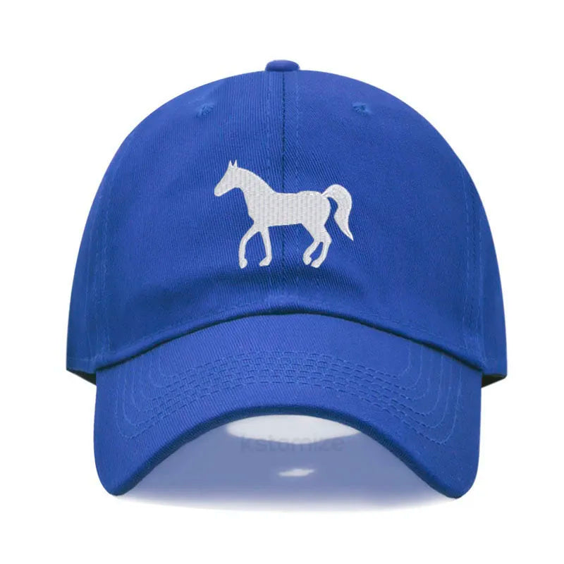 Unisex Baseball Cap mit Pferde-Stickerei – Gewaschene Baumwollkappe im Vintage-Stil | Verstellbare Freizeit- & Golfmütze für Damen & Herren